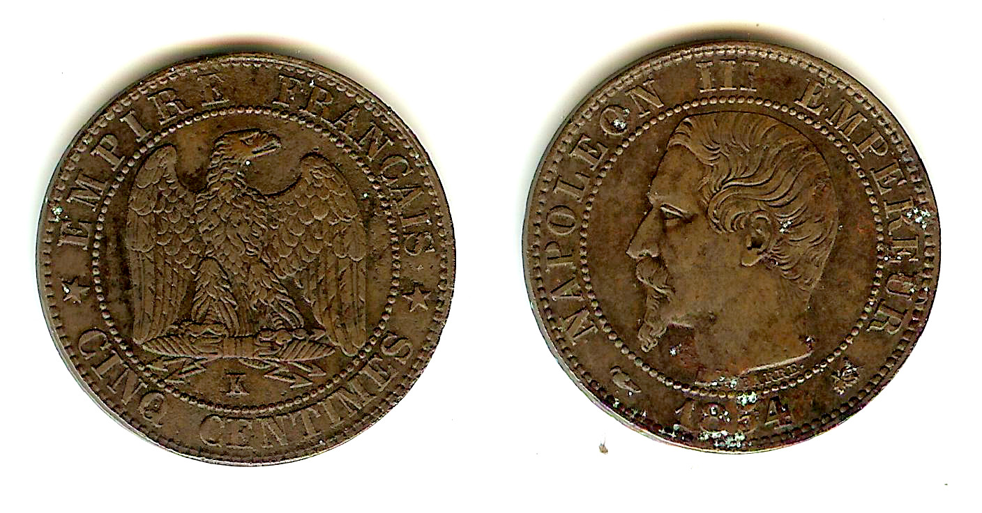 5 centimes Napoleon III 1854K AU